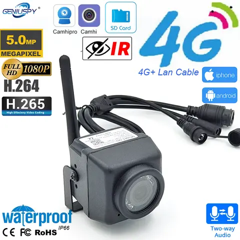 HD 5MP IMX335 2MP IMX307 Mini IR Camera Security 3G 4G Sim Card CCTV Small Network Camera TF Card Slot for Vehicle Car Bird Nest