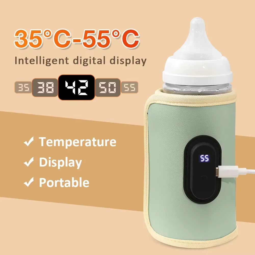 

Digital Display Baby Milk Bottle Warmer Cover Baby Nursing Safe USB Milk Water Warmer Constant Temperature Warm Milk Tool