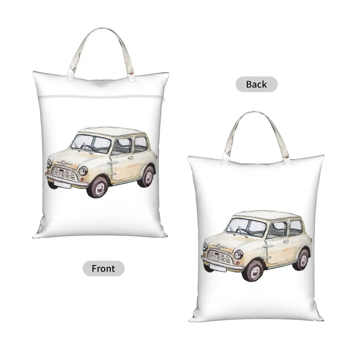 Classic White Mini Cooper In Watercolor Style Laundry Foldable Laundry Basket Home Organizer Washing Basket Home Organizer