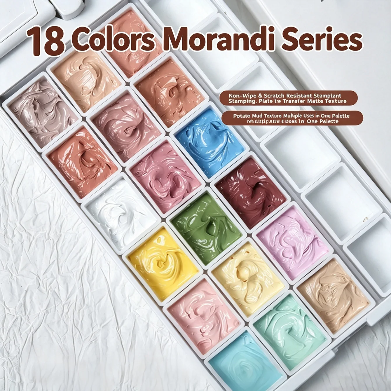 2026 New Nail Art Eighteen-Grid Morandi Gradient No-Wash Scratch-Resistant Press Gel Nail Polish Transfer Plate