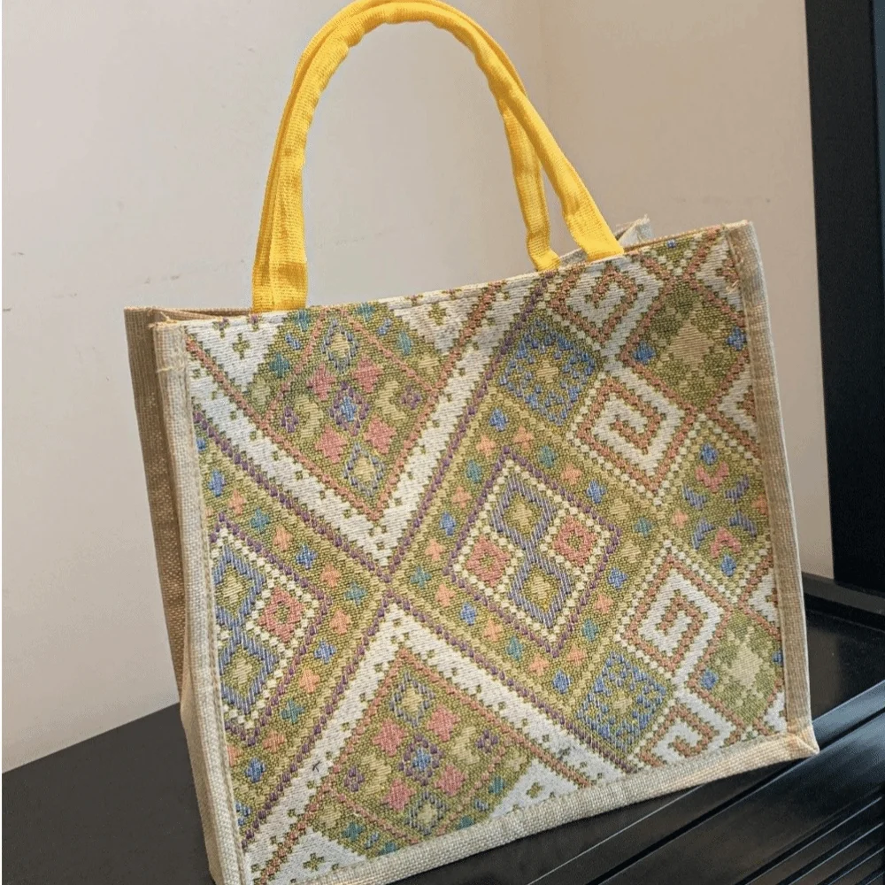 

Fashion Large Capacity Shoulder Bag Canvas Magnetic Snap Tote Bag Bohemian Print Women Handbag Female