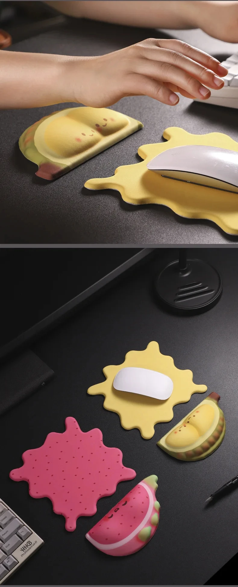 Fruchtförmige Silikon-Handgelenkauflage Mauspad Ergonomische Schreibtischunterlage für Büro und Gaming 3 Fruchtdesigns zur Auswahl – Detail 5