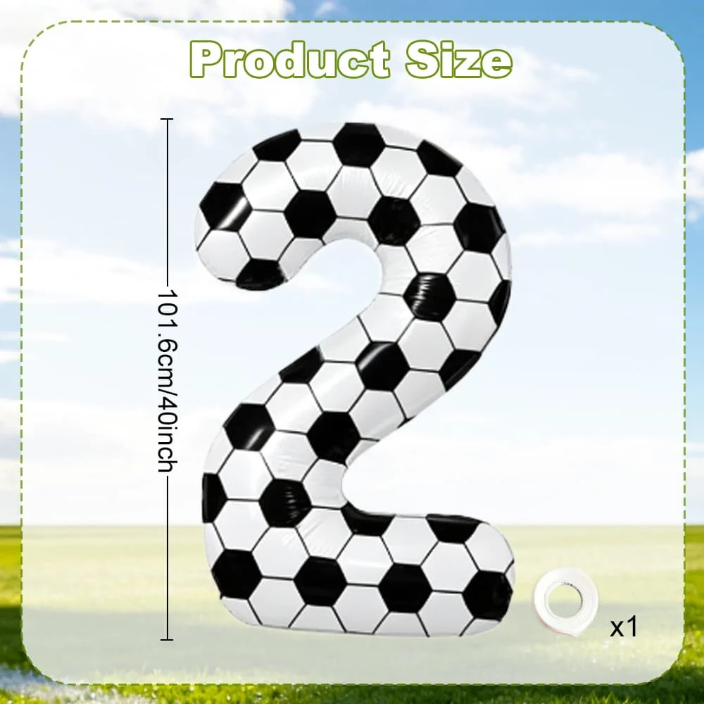 Schwarz-weißer Fußball-Digitalballon 0-9, 40 Zoll großer digitaler Ballon mit Sportmotiv, Geschenk, Geburtstagsparty-Jubiläumsdekoration