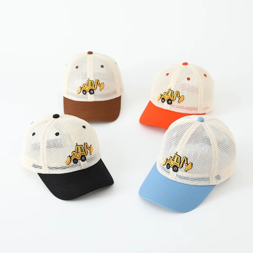 

Cute Cartoon Car Pattern Baby Mesh Baseball Cap Korean Style Breathable Kids Duckbill Caps Adjustable Sun Visor Hat Unisex