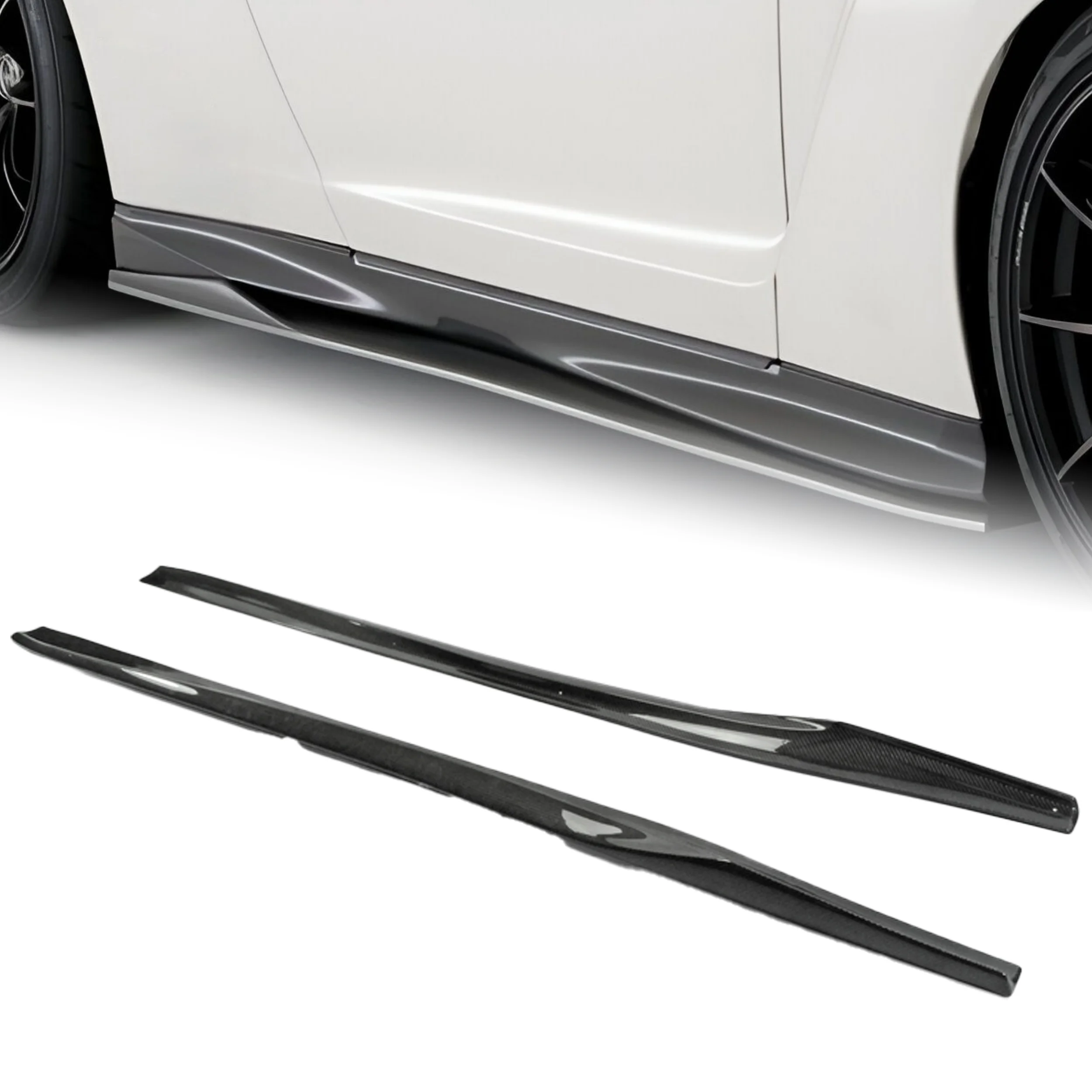 

For Nissan GTR R35 2017 MY17 VRS Style Carbon Fiber Side Skirt Extension