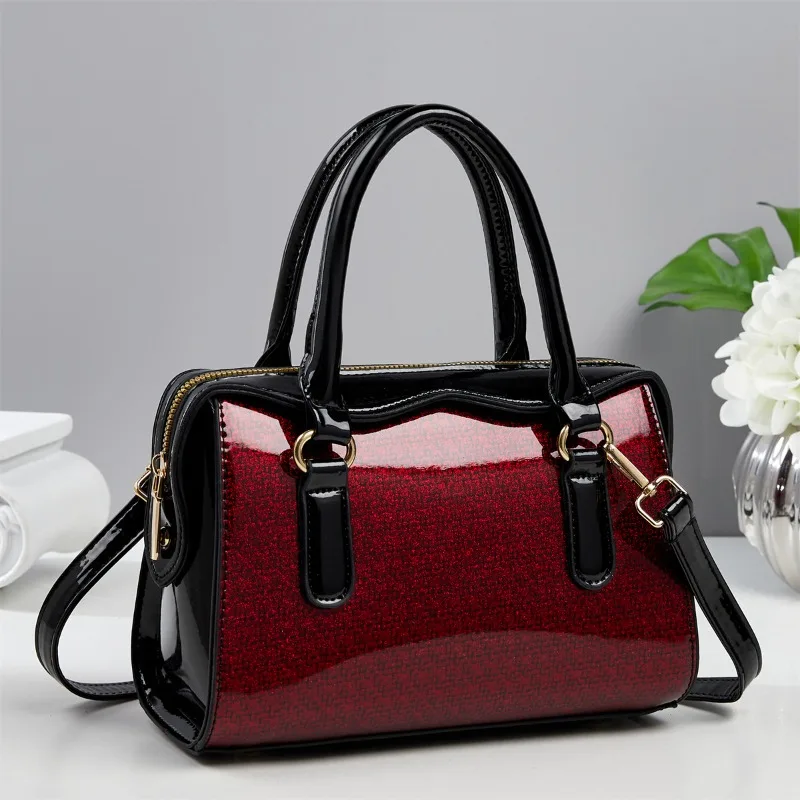 

Новинка 2025, женская сумка, качественная блестящая кожаная сумка с тиснением камня, большая вместительная сумка через плечо, винтажная сумка-подушка Boston