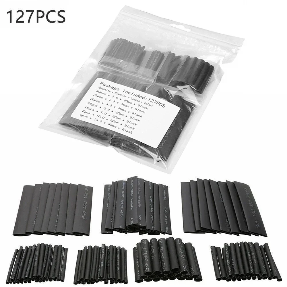 127 Pcs Heat Shrink Tubing Insulation Shrinkable Tube 2:1 Wire Cable Sleeve Kit Heat Shrink Tubes Flame Retardant