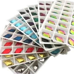 11x19mm More Colors Glass Rhombus Shape Sew On Rhinestone Flatback Sewing Crystal Stones Dress Jewelry Making