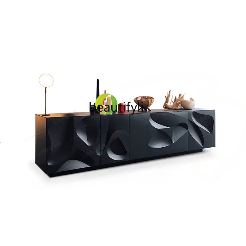 

ALight Luxury TV Cabinet Design Art Aesthetic Italian Post-Modern High Sense Living Room Floor Cabinet