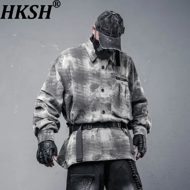 

HKSH Niche Waste Land Streetwear Vibe Brushed Plaid Camouflage Long Sleeve Shirt Jacket Trendy Functional Oversized Coat HK11939