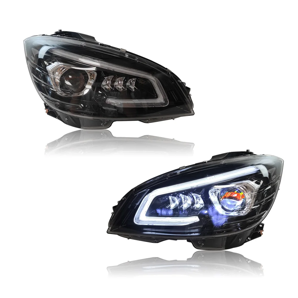 Plug And Play 2008-2011 W204 C-Class Car Xenon Laser Headlight White LEDs 12V Plastic GT Style Front Lamp