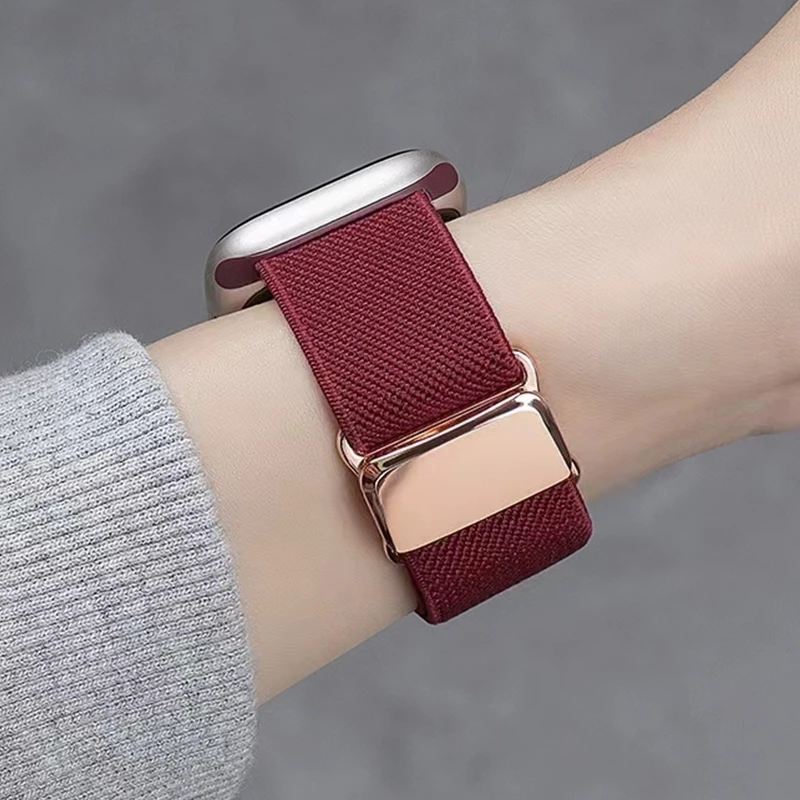 Magnetic Strap for Apple Watch Ultra3 Band 49mm Woman Man 40mm 44mm Nylon Elastic Loop for Iwatch Series11 10 9 8 7 6 5 4 3 2 1