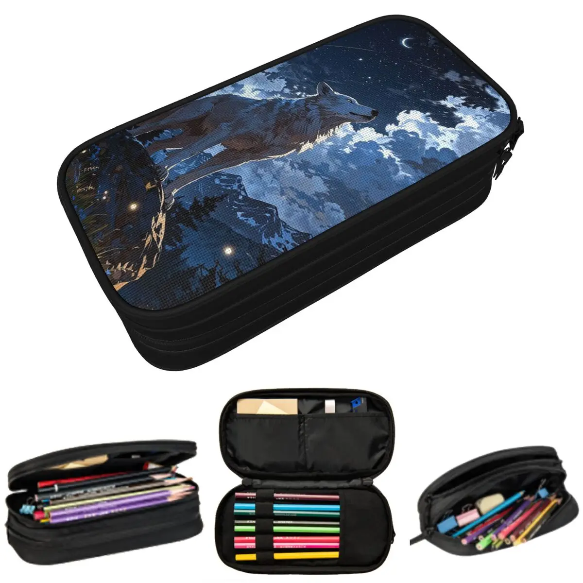 

Пенал для карандашей с изображением дикого волка, подарок для студентов, коробка для ручек, сумка для канцелярских принадлежностей, держатель для ручек