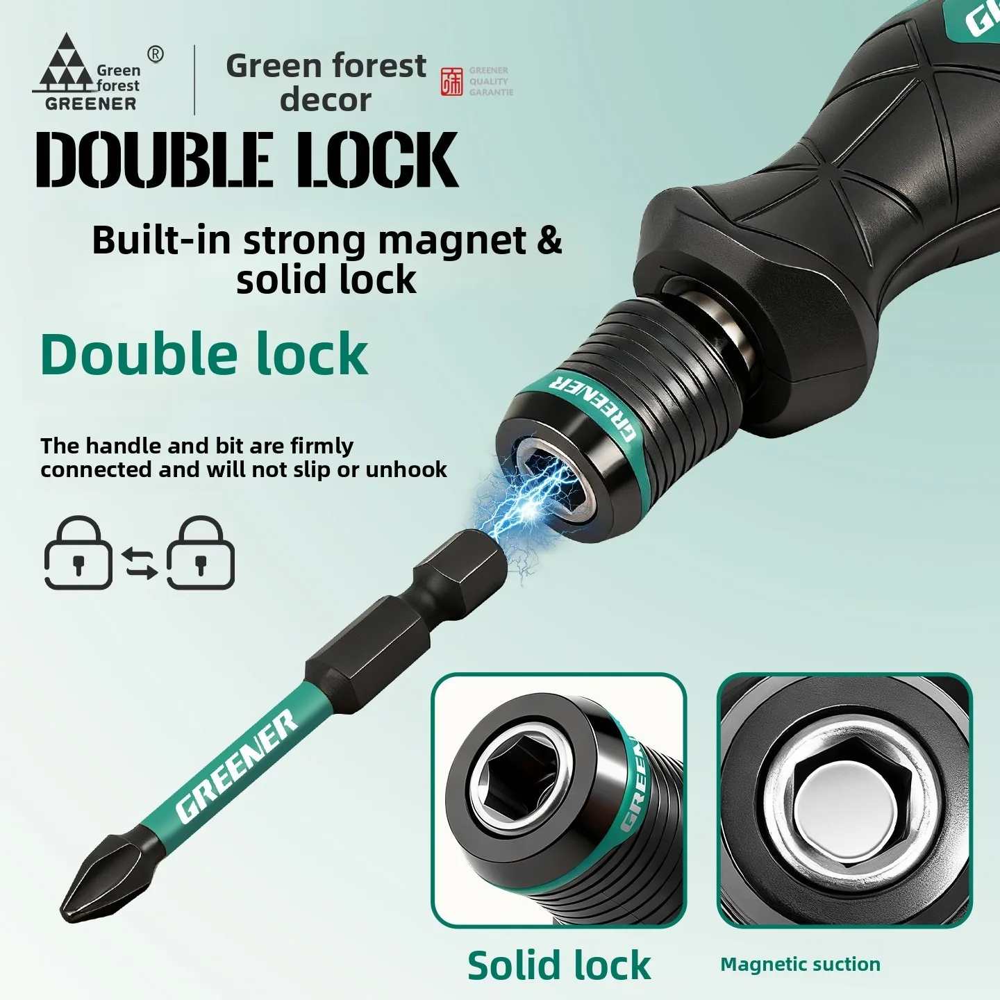 Self Locking Screwdriver Handle with Interchangeable Head, Cross Shaped Screwdriver Head, Multifunctional Screwdriver Head Set