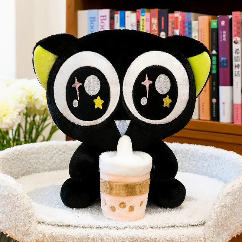 

40cm Kawaii Black Cat Stuffed Doll Luo Xiaohei Plush Toy with Big Eyes Anime Lovers Cute Desk Stuffed Animal Birthday Gift Kids