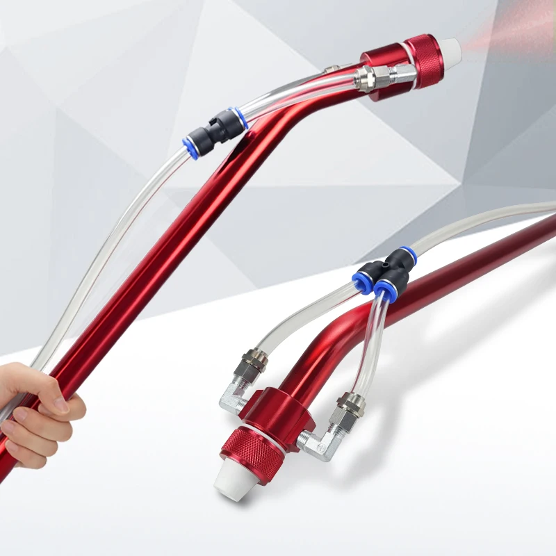 50/75/100cm Spray Gun Extension Rod Aluminum With Dual Nozzle Kit for Latex Stone Paint Roof Fireproof Coating Fine Mist