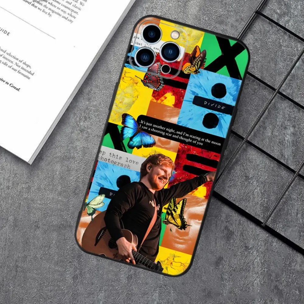 E-Ed Sheeran UK Singer Phone Case For Apple iPhone 15,14,13,12,11,XS,XR,X,8,7,Pro,Max,Plus,mini Silicone Black Cover