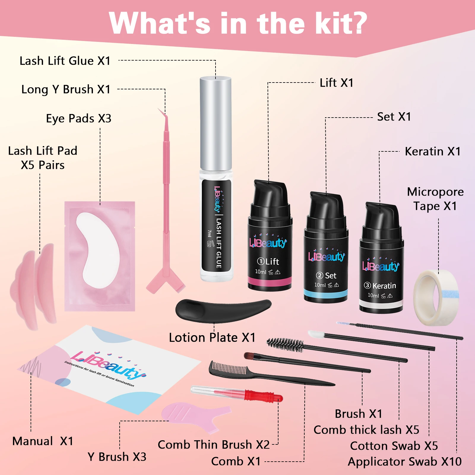 Libeauty Lash Lift Kit Keratin Eyelash Perm Set Lifting Eyelash Lasting Curled 5 to 8 Weeks Eyelash Makeup Salon Beauty Tools