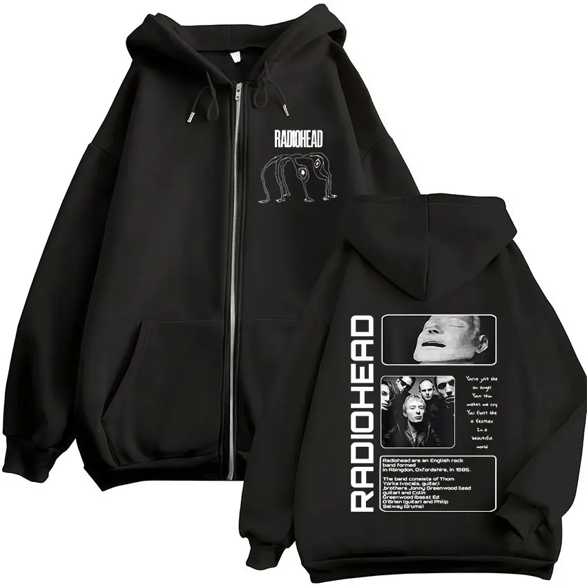 Rock Band Radiohead The Bends-sudaderas con cremallera para hombre, sudaderas informales de Hip Hop Vintage con cremallera, chaquetas, abrigo, ropa de calle de gran tamaño