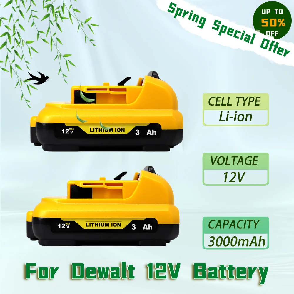 

3000mAh 12V Volt Max Lithium Ion Battery Replacement for DeWalt DCB120 DCB123 DCB122 DCB127 DCB124 DCB121 Rechargeable Batteries