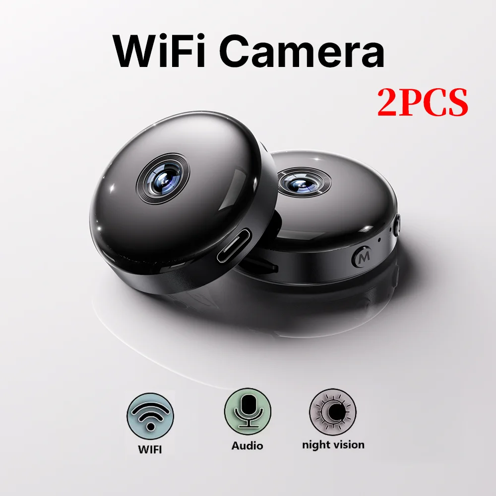 2PCS WiFi Security Camera, Supports USB and Lithium Battery Dual Power Supply, 480P Image Quality, App Remote Access