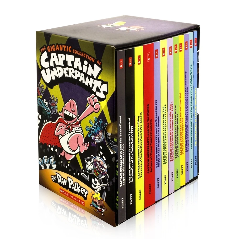 

12 Books/set The Gigantic Collection of Captain Underpants By Dav Pilkey English Story Books Set Comic Book for Children