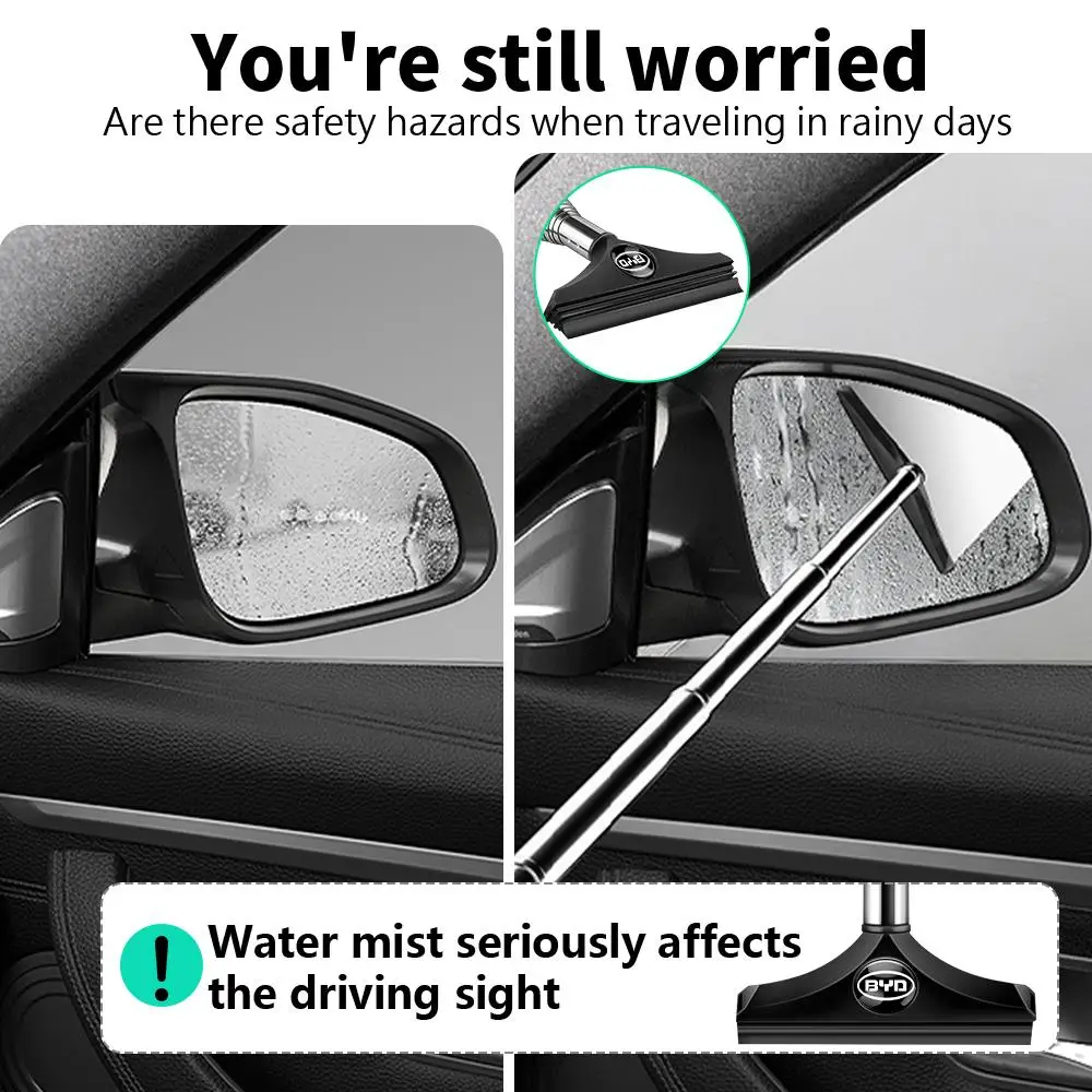 Alat Penghapus Kaca Spion Mobil Teleskopik Portabel untuk Kaca Jendela Saat Hujan, Wiper Genggam untuk BYD Atto 3 Yuan Plus UP Han Tang DM Qin