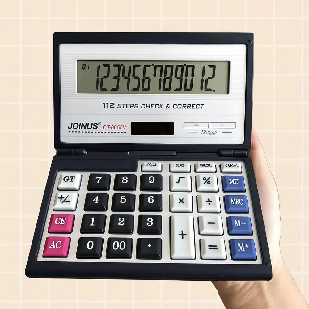 Foldable Folding Flip Calculator Portable Multifunctional Solar Calculator 12 Digits Large Screen Financial Office Calculator