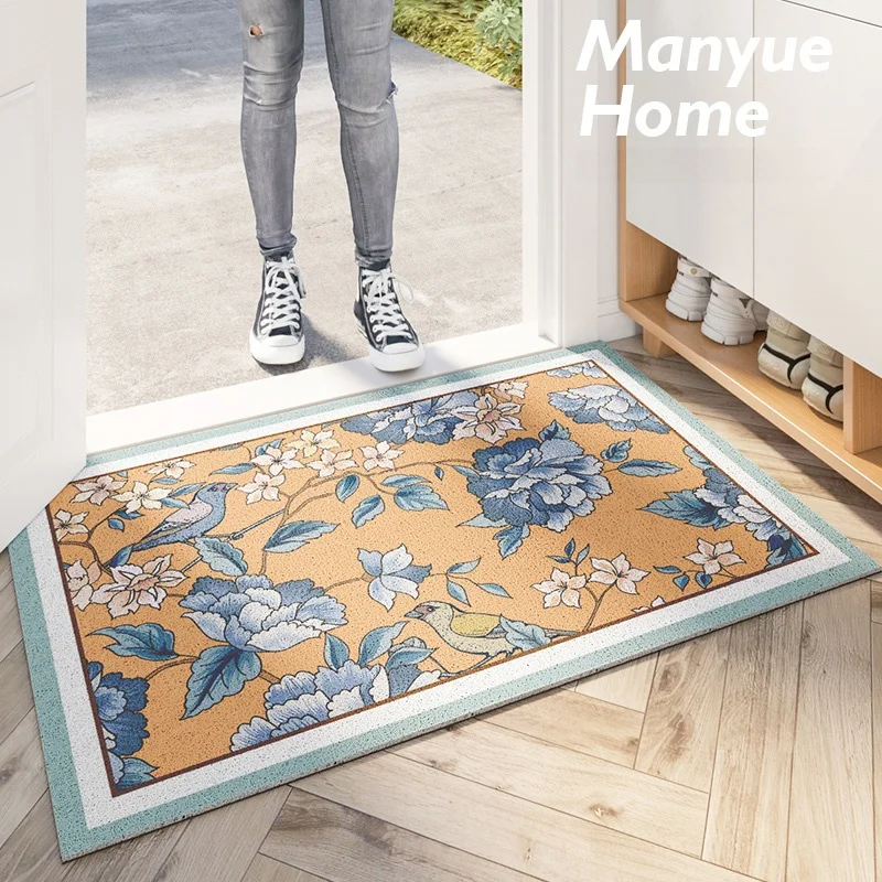 

Придверный коврик Manin Orange для дома, коврик для удаления песка, китайский коврик для прихожей, шелковый круглый коврик для двери, для домашнего использования