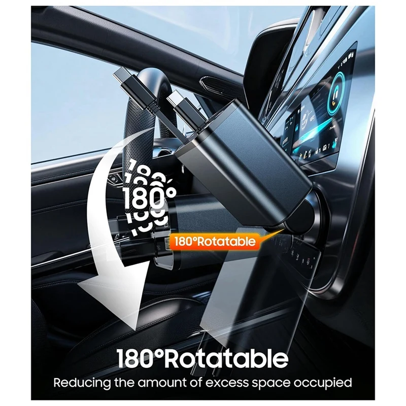Retractable Car Charger, 4 in 1 Fast Charger USB C Car Truck Accessories, Travel Essentials for Christmas Day Gifts  -Miuai】