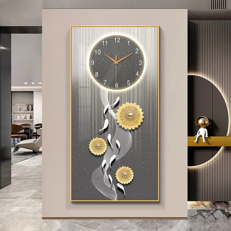 Modern Design Wall Clock Living Room Entrance Corridor Wall Decor Mute Digital Clock Large Abstract Hanging Painting Wall Watch
