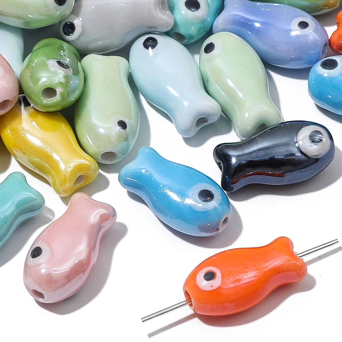10PCS Retro Small Fish Beads Charms Ceramic Spacer Loose Beads For Jewelry Making Crafts Handmade DIY Bracelet Accessories image 2