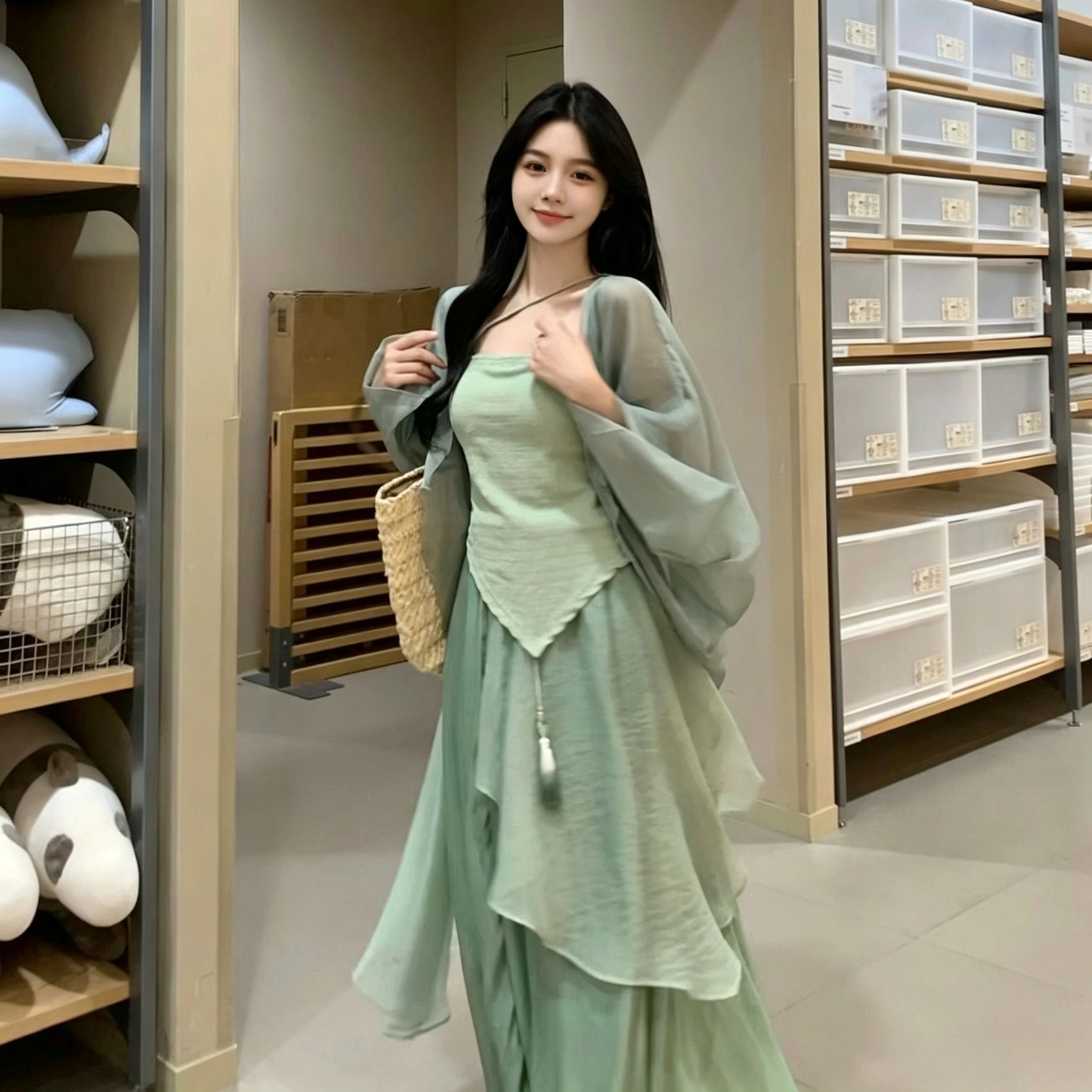 ชุดฮั่นฝูสไตล์จีนใหม่ปรับปรุง  - Ethnic Style Dresses บทวิจารณ์และราคา
