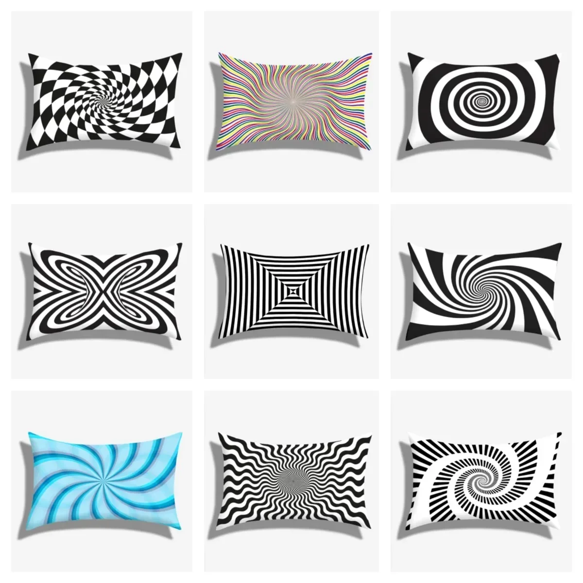 Black and white spiral pillow covers ，30x50 40x60 cushion cover，Pillow covers decorative， home decor ，Customize your own pattern