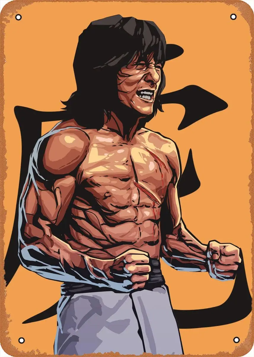 Muecddoa Movie Classic Poster Metal Sign Jackie Chan Poster Action Wall Art Wall Art Decor Sign - 12 x 8 inch