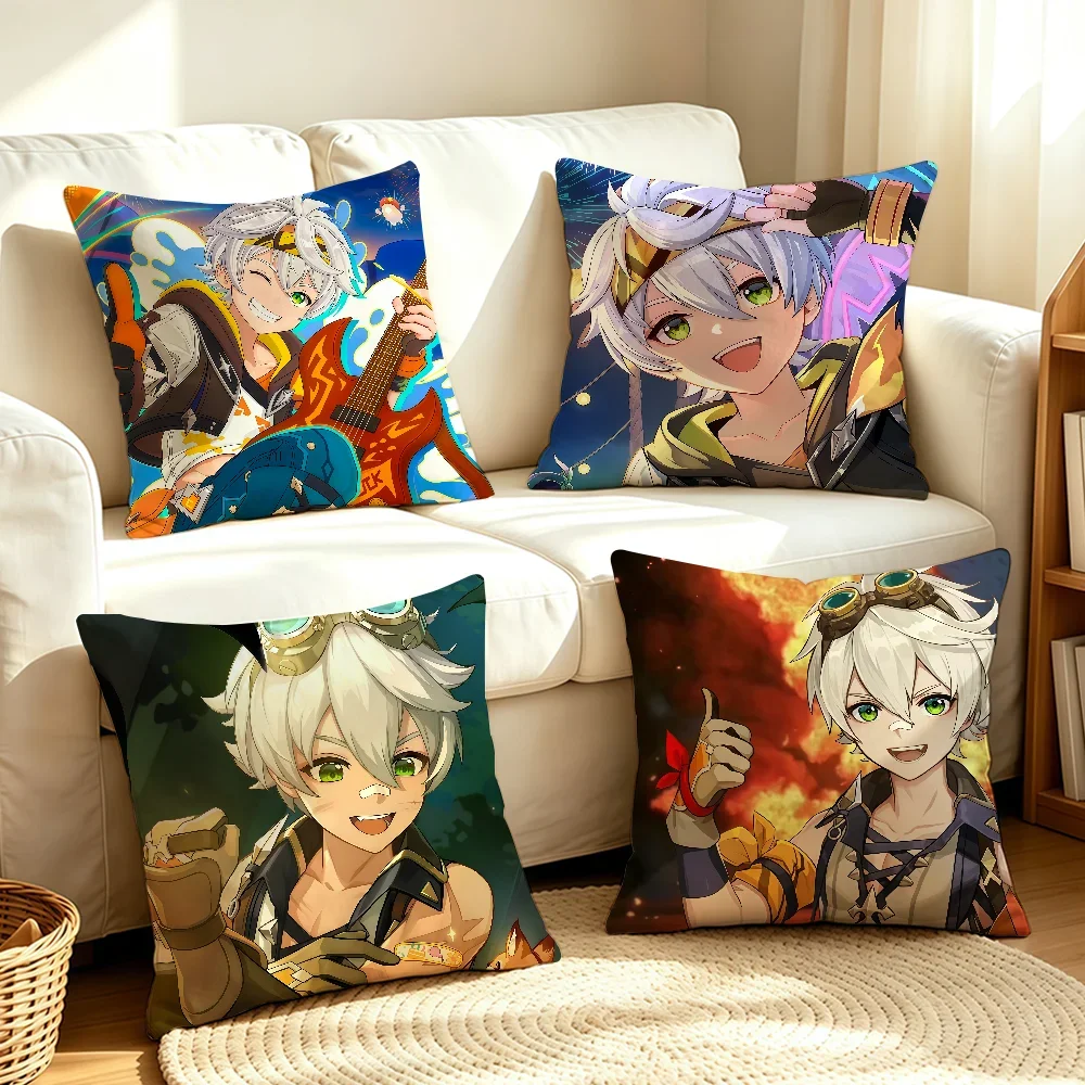 Bennett Game Genshin Impact cushion cover Soft Smooth Pillow Case Hidden Zipper Washable Decorative Couch Office Gift