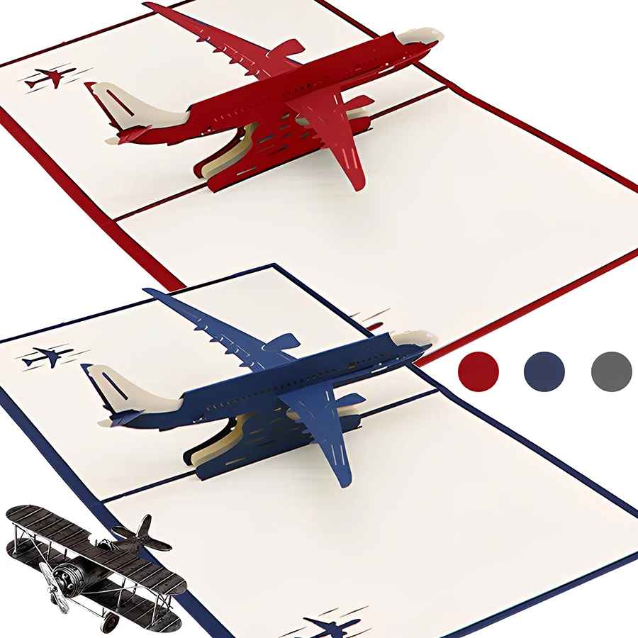 

3D-открытка-биплан с объемным эффектом, винтажная, складная, ручной работы, на авиационную тематику, идеально подходит для подарков на день рождения, выпускной, выход на пенсию ﻿