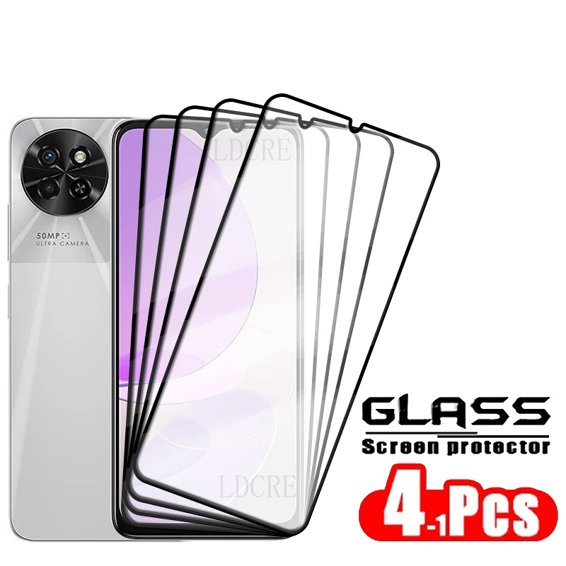 

4Pcs For Itel S23 Glass Itel S23 Tempered Glass Protective Film Anti-Sratch Full Cover Glue HD 9H Screen Protector For Itel S23