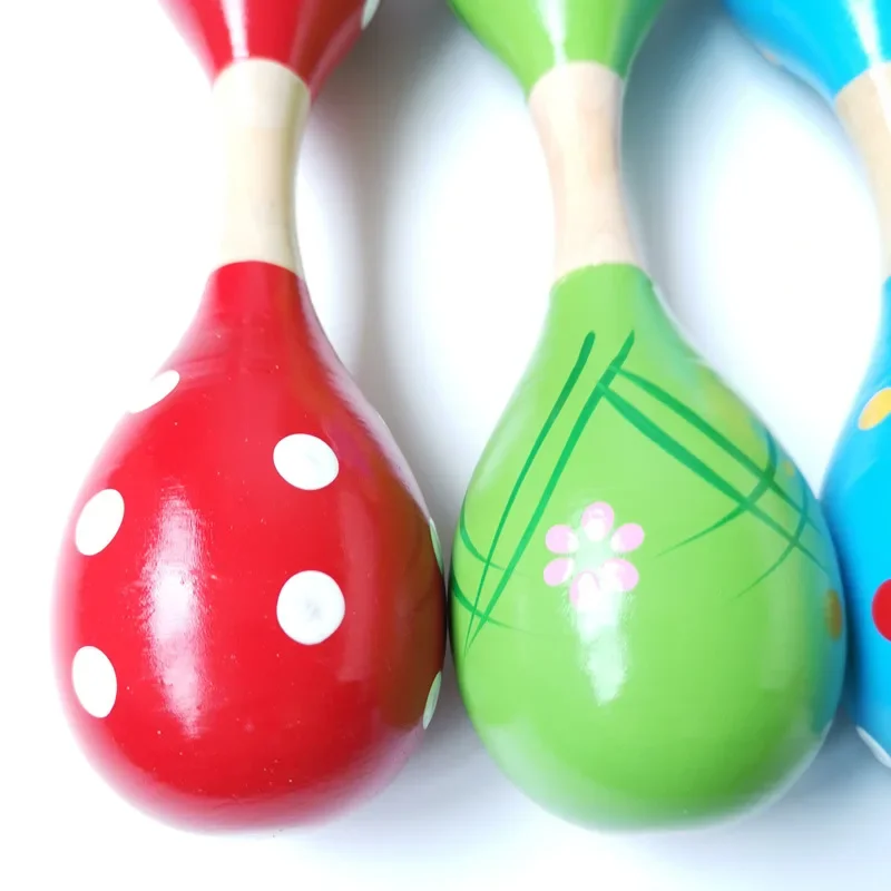 Madeira maraca chocalhos bebê criança instrumento musical chocalho abanador favor criança bebê abanador brinquedo cor aleatória