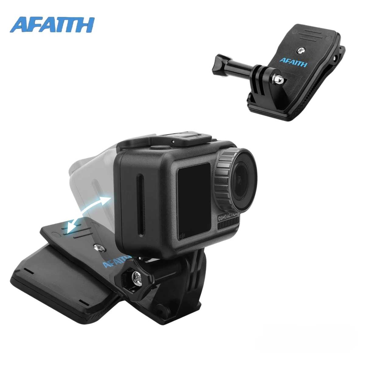 

AFAITH 360° Degree Backpack Clip Mount for Gopro Hero 13 12 11 10 9 8 DJI OSMO Action 5 4 3 Rotary Hat Belt Backpack Clamp Mount