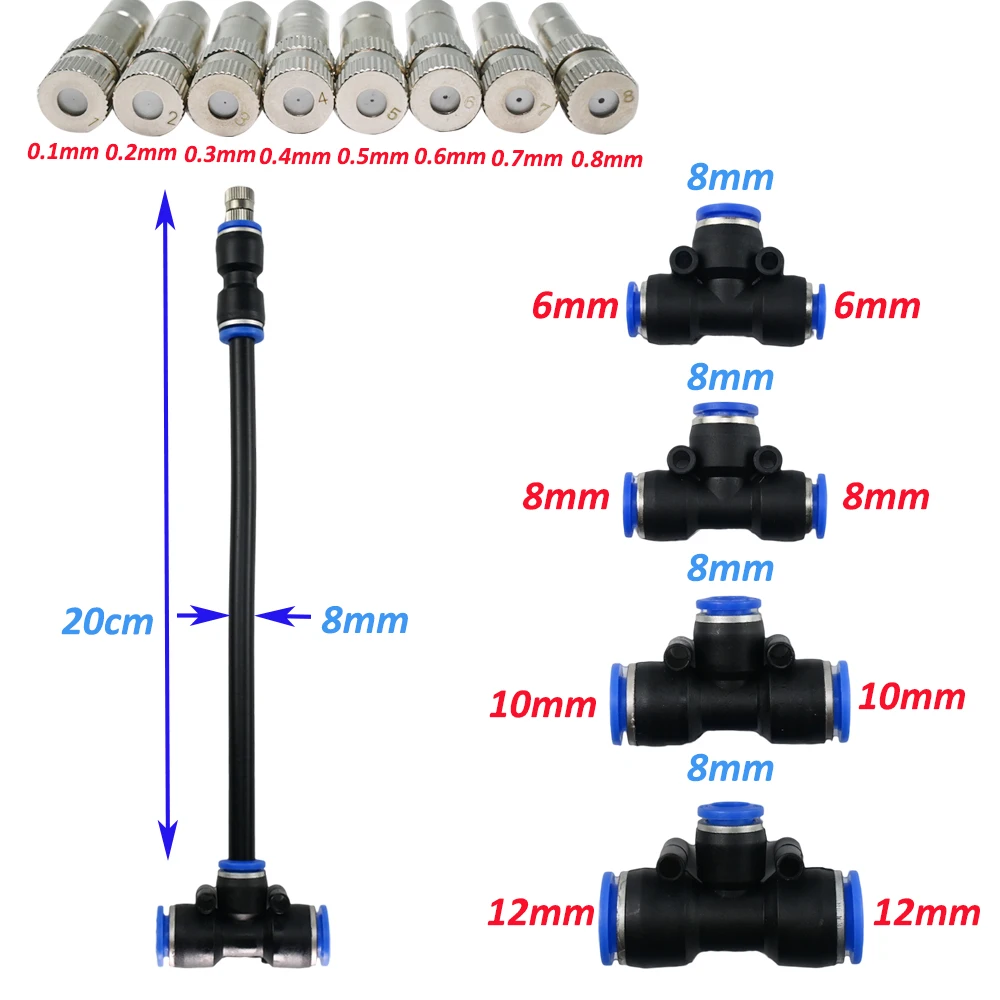 

20 Cm Flexible Quick-Connect Nozzle for Garden Humidification Sprayers 5 Pcs