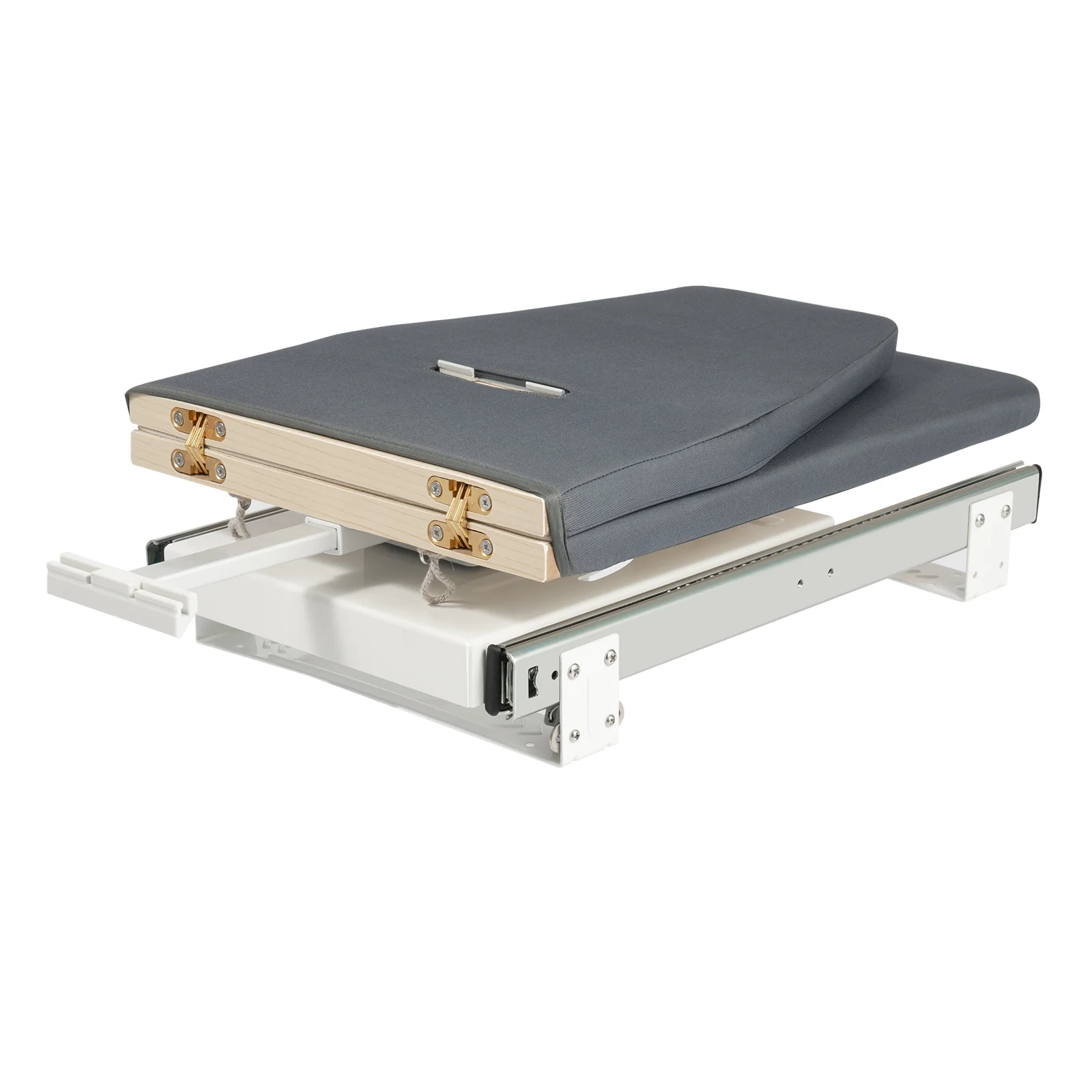 Tabla de Planchar Plegable Resistente, Tabla de Planchar Plegable, Mesa de Planchar Gris, con 180 grados de inclinación ° Silla Giratoria, Altura Ajustable, Construcción Robusta de Acero y MDF