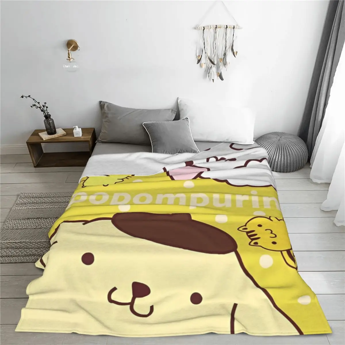 Pompompurin Cartoon Japanese Fuzzy Blanket Cute Kawaii Funny Throw Blanket for Bed Sofa Couch 150*125cm Rug Piece