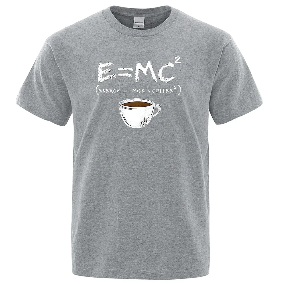 Energy = Milk + Coffee Printed men's T-shirt Casual Breathable T-shirt Funny cotton loose cotton T-shirt Street oversized T-shir