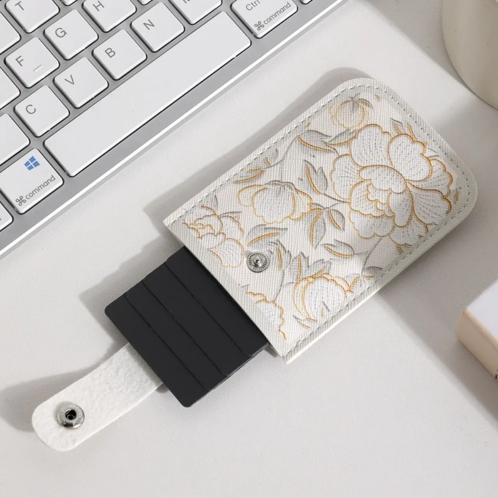 Pull Out Design Card Holder Bag Artistic Oil Painting Multi-Card Slot Multi Card Holder ID Protection Drawer Style Document Case