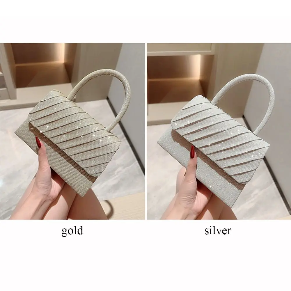 Gold Bright Silk Evening Bag Women Elegant Fashion Banquet Clutch Chain Shoulder Bags Luxury Purse Female Wedding Party Handbags