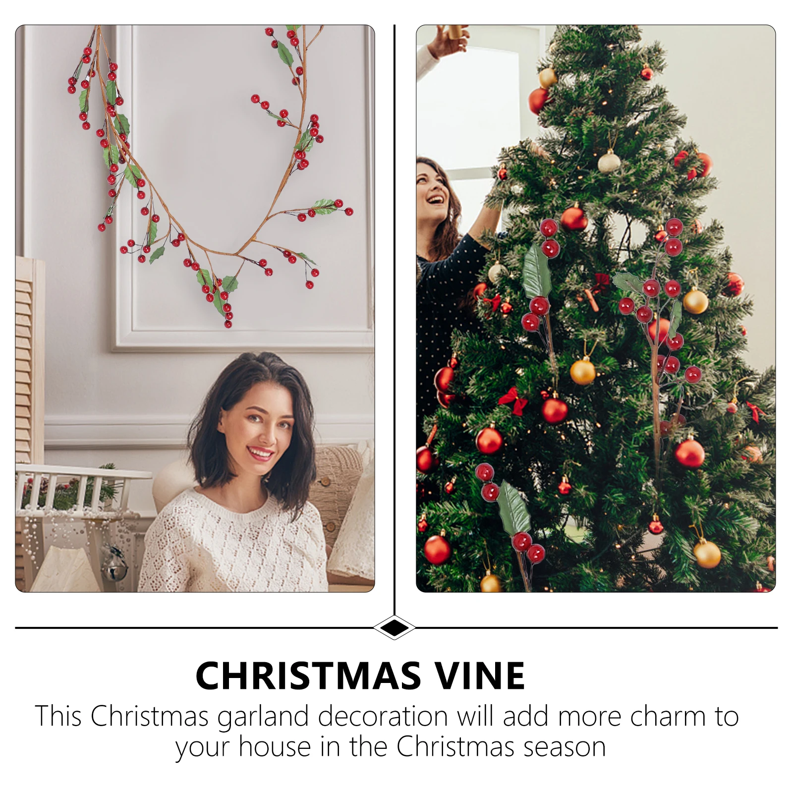 

Bright Red Berry Wreath Christmas Door Vine Decoration Faux Flower Party Festive nament Environmental Protection