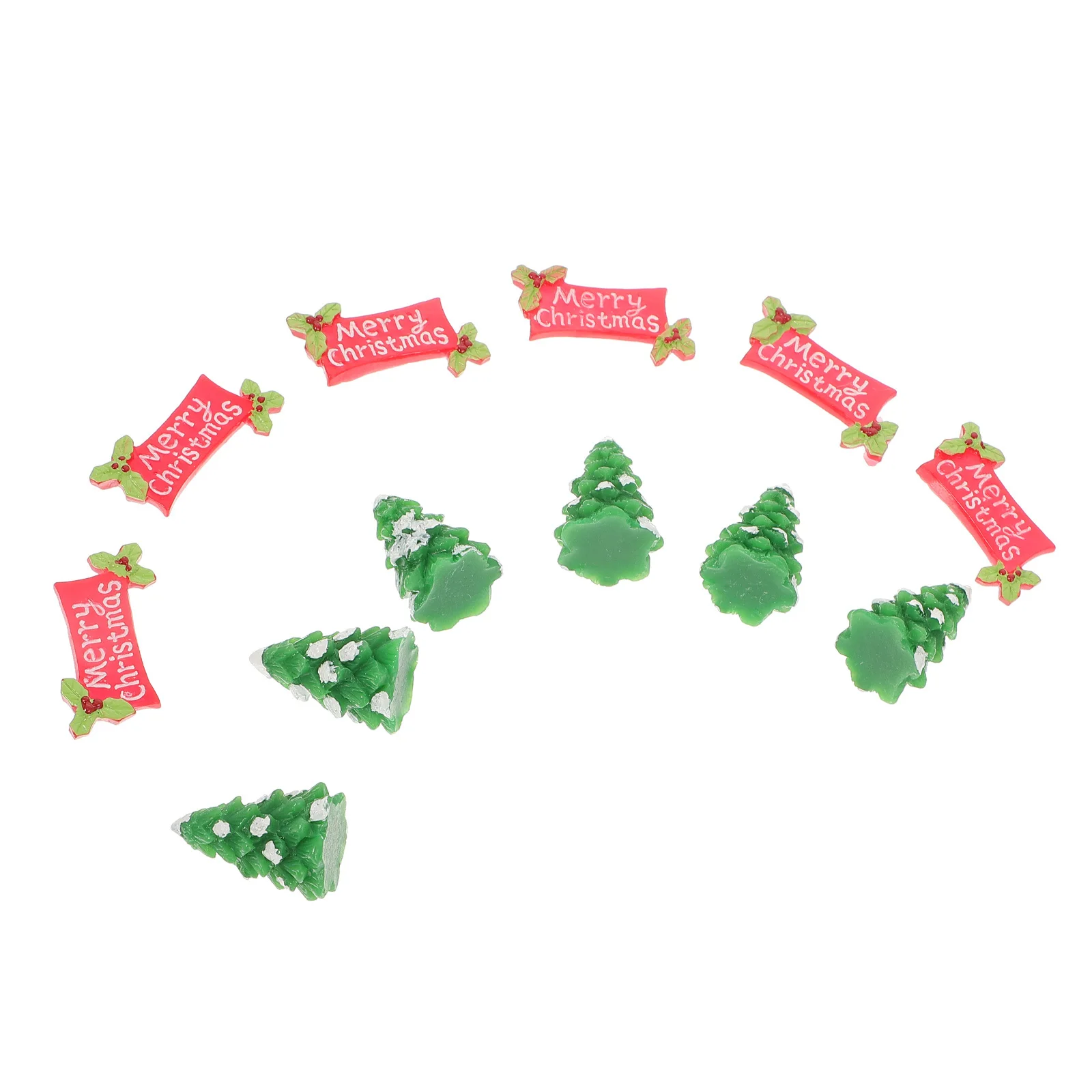 

12Pcs Christmas Pine Tree Resin Mini Ornament Realistic Detail Stable Base Xmas Plaque Decoration Landscape Pine Tree