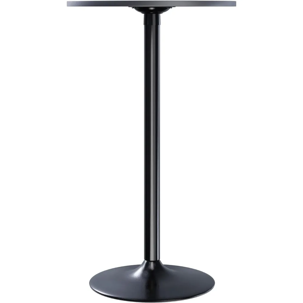 Obsidian Pub Table Round Black Mdf Top with Black Leg And Base - 23.7-Inch Top, 39.76-Inch Height, Pack of 1