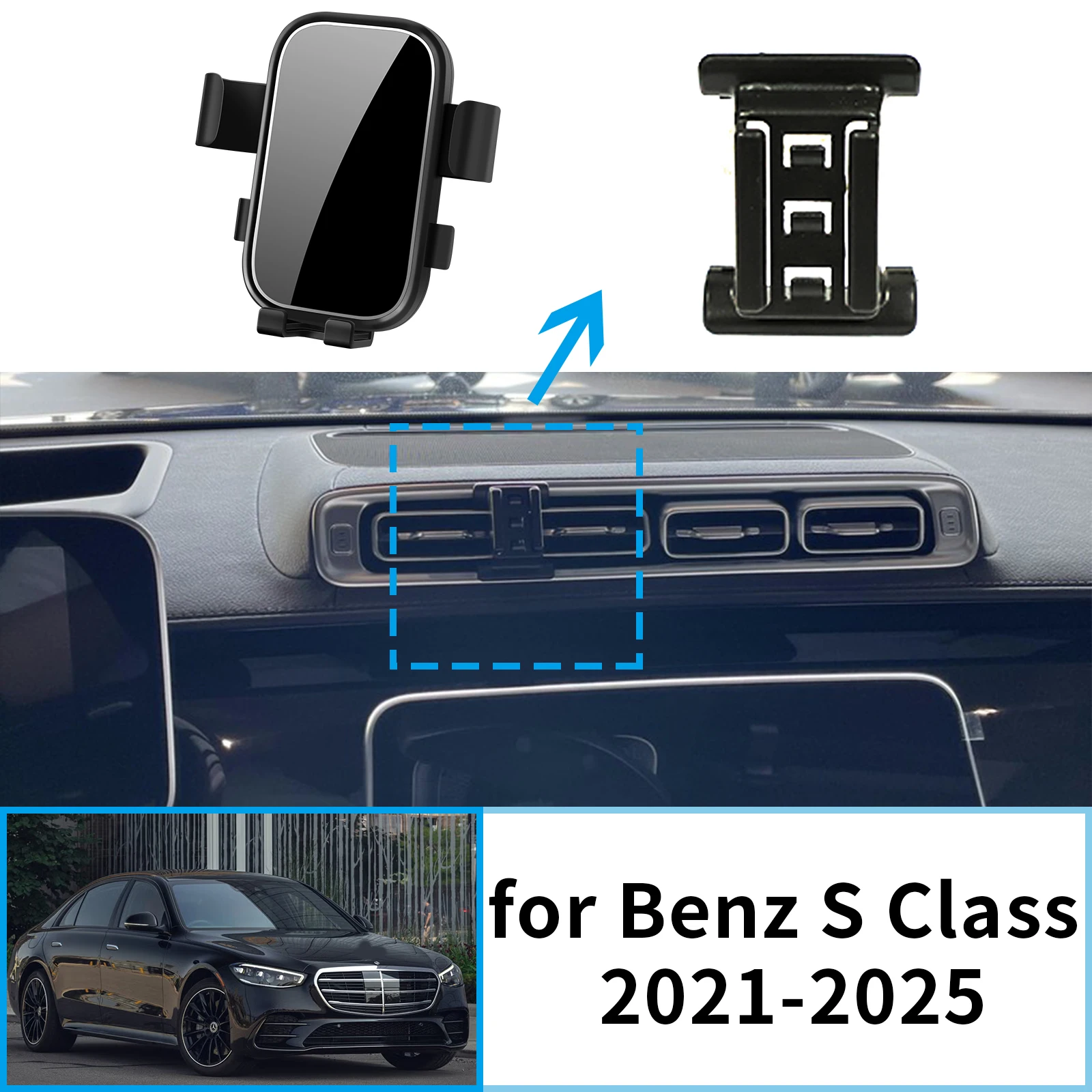 

Car Mobile Phone Holder for Mercedes Benz S Class S450 S500 S600 W223 2021~2025 GPS Bracket Navigation Stand Auto Accessories